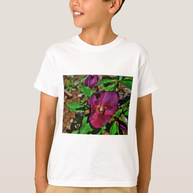Burgundy Pink Lenten Rose T-Shirt (Front)