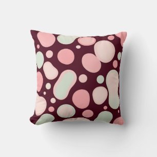 Burgundy Pink Mint Organic Blob Pattern Abstract Cushion