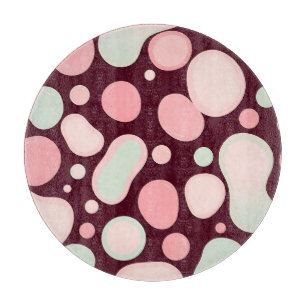 Burgundy Pink Mint Organic Blob Pattern Abstract Cutting Board