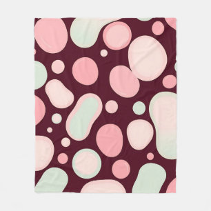 Burgundy Pink Mint Organic Blob Pattern Abstract Fleece Blanket