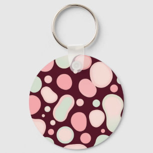 Burgundy Pink Mint Organic Blob Pattern Abstract Key Ring