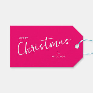  Burgundy Pink Modern Geometric Christmas Gift Tags