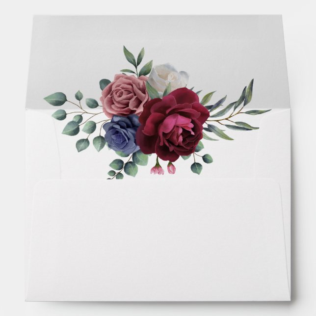 Burgundy Pink Navy Blooms Envelope (Back (Bottom))