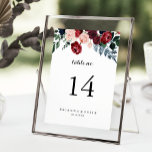 Burgundy Pink Navy Floral Calligraphy Wedding  Table Number<br><div class="desc">This burgundy pink navy floral calligraphy wedding table number is perfect for a rustic wedding. The design features watercolor pink, blush, navy, blue and burgundy peonies, roses with green foliage neatly assembled into elegant bouquets. This is a double sided table number. Add each table number you need to your cart...</div>