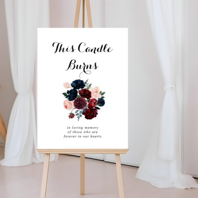 Burgundy Pink Navy Floral This Candle Burns Sign (Creator Uploaded)