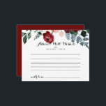 Burgundy Pink Navy Floral Wedding Advice Card<br><div class="desc">This burgundy pink navy floral wedding advice card is perfect for a rustic wedding. The design features watercolor pink, blush, navy, blue and burgundy peonies, roses with green foliage neatly assembled into elegant bouquets. These cards are perfect for a wedding, bridal shower, baby shower, graduation party & more. Personalise the...</div>