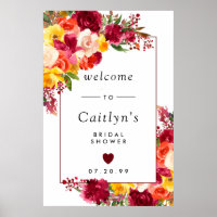 Burgundy Pink Orange Yellow Bridal Shower Welcome 