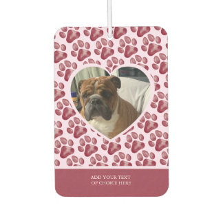 Burgundy Pink Paw Print Dog Heart Photo Air Freshe Car Air Freshener