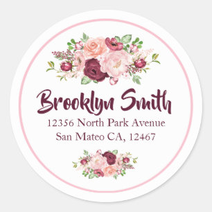 Burgundy/Pink  Peony Return Address Envelope Seal