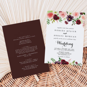 Burgundy Pink Purple Spring Front & Back Wedding Invitation