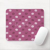 Burgundy Pink Red Glitter White Kisses Lips