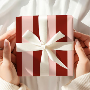 Burgundy Pink Striped Wrapping Paper