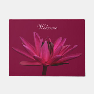 Burgundy Pink Water Lily Door Mat Rug