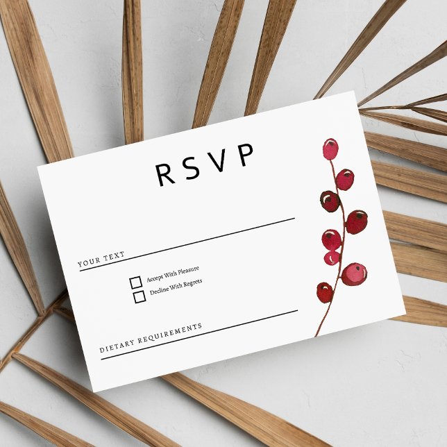 Burgundy pink watercolor berries floral RSVP Invitation (Burgundy pink watercolor berries floral RSVP)