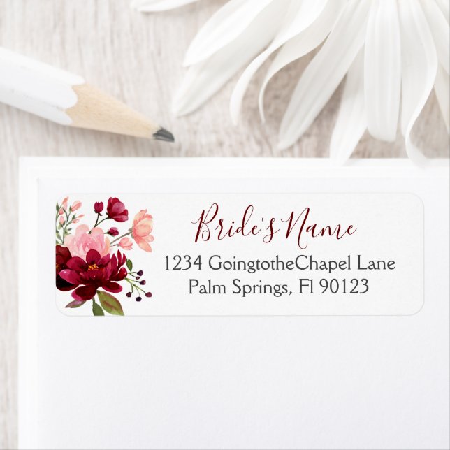 Burgundy Pink Watercolor Floral Bridal Shower (Insitu)