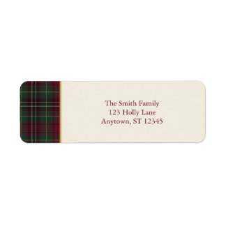 Burgundy Plaid Christmas Return Address Labels