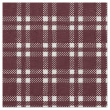 Burgundy Plaid Fabric Classic Maroon Ivory Linen