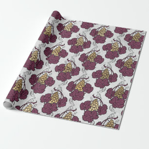 Burgundy Plum and Gold Wine themed Wrapping Paper