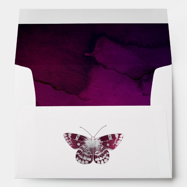 Burgundy Plum and Silver Butterfly Envelope (Back (Bottom))