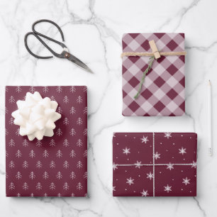 Burgundy Plum   Coordinating Holiday Pattern Wrapping Paper Sheet