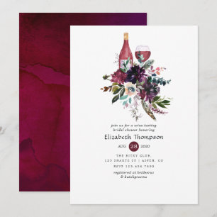 Burgundy Plum Red Wine Tasting Bridal Shower Invitation