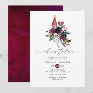 Burgundy Plum Red Wine Tasting Bridal Shower Invitation