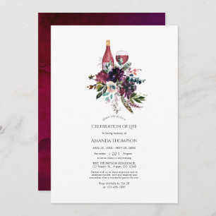Burgundy Plum Red Wine Tasting Celebration of Life Invitation