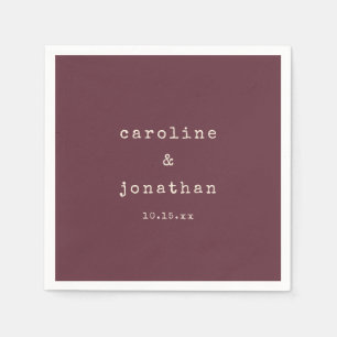 Burgundy Plum Typewriter Winter Wedding Favour Napkin