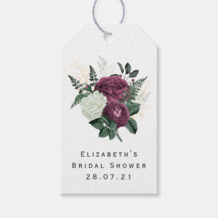 Burgundy Plum Vintage Shabby-Chic Floral and Lace Gift Tags
