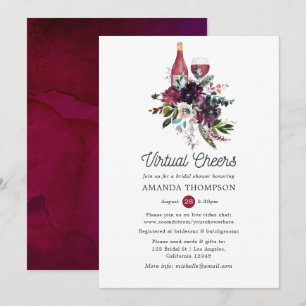 Burgundy Plum Virtual Wine Tasting Bridal Shower Invitation