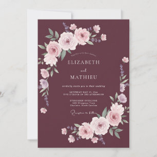Burgundy Poetic Romantic Autumn Wedding Invitation