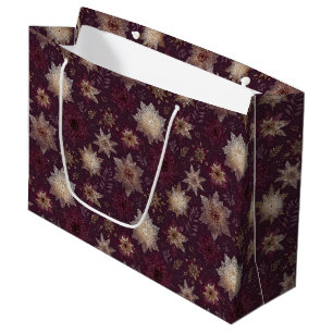 Burgundy Poinsettia Christmas Pattern (2) Large Gift Bag
