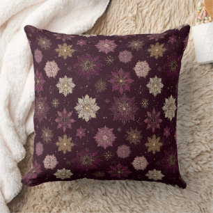 Burgundy Poinsettia Christmas Pattern (4) Cushion