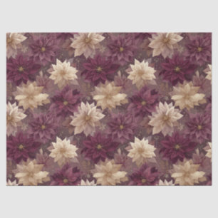 Burgundy Poinsettia Christmas Pattern (6) Tissue Paper