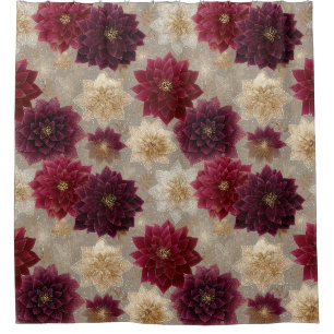 Burgundy Poinsettia Christmas Pattern (7) Shower Curtain