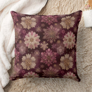 Burgundy Poinsettia Christmas Pattern (8) Cushion