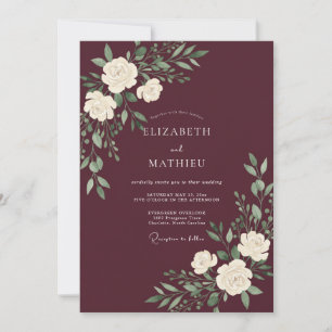 Burgundy Polished Winter Wedding Invitation