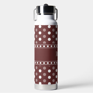 Burgundy Polka Dot Water Bottle