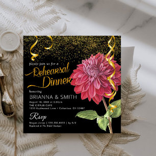 Burgundy Poppy Rehearsal Dinner Calligraphy Invitation