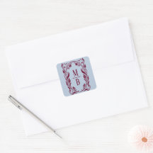 Burgundy & Powder Blue Art Nouveau Elegant Wedding