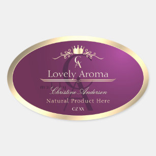 Burgundy Product Label with Gold Border Monogram