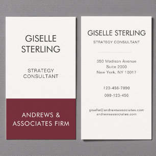 Burgundy Professional Corporate Modern Elegant Business Card