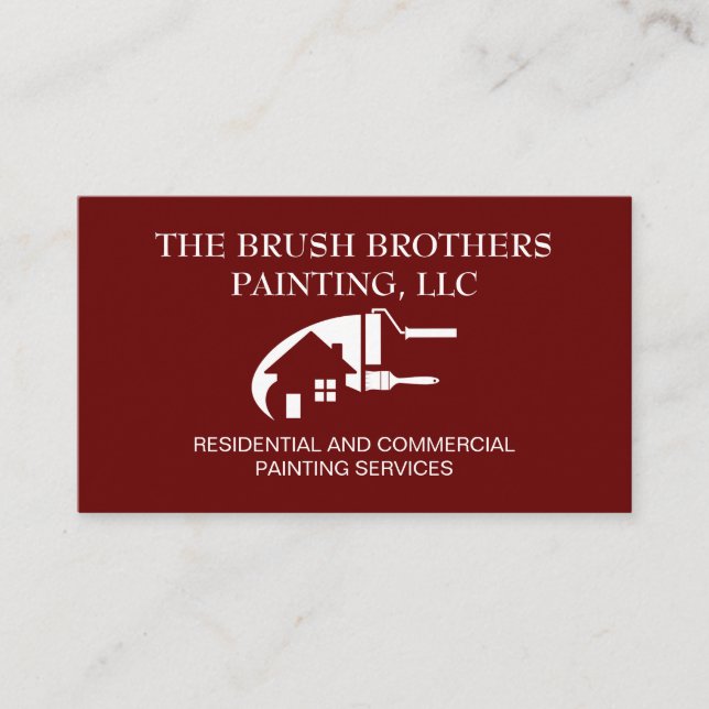 Burgundy Professional House Painter Business Card (Front)