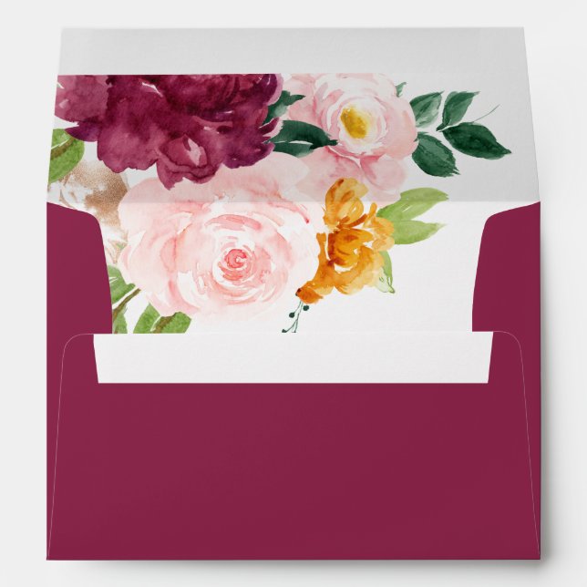 Burgundy pumpkin baby shower invitation 5x7 envelope (Back (Bottom))
