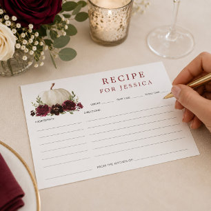 Burgundy Pumpkin Bridal Shower Recipe Postcard