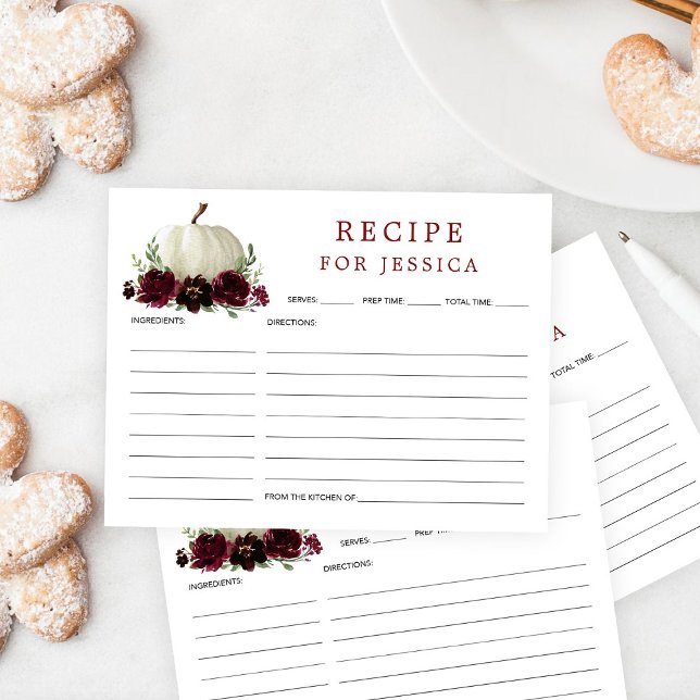 Burgundy Pumpkin Bridal Shower Recipe Postcard (Creator Uploaded)