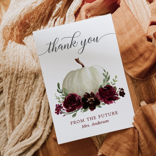 Burgundy Pumpkin Bridal Shower Thank You Card (Creator Uploaded)