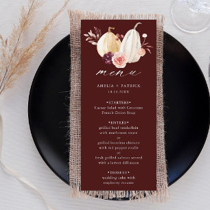 Burgundy Pumpkin Fall Autumn Wedding  Menu