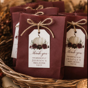 Burgundy Pumpkin Fall Bridal Shower Favour Tags