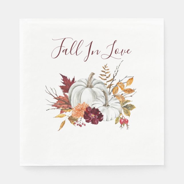 Burgundy Pumpkin Fall Bridal Shower Paper Napkin (Front)